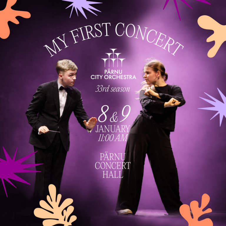 My First Concert family concert featuring Black and Brownie Dance School and conductor Kasper Joel Nõgene with the Pärnu City Orchestra.